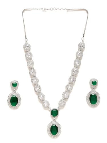 YouBella Jewellery Sets for Women American Diamond Necklace Jewellery Sets with Earrings for Women and Girls (Green) (YBNK_50608) (B0CRYVHF9S) Amazon Price History, Amazon Price Tracker