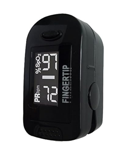 Concord Fingertip Pulse Oximeter with Reversible Display - Blood Oxygen Saturation Monitor with Carrying Case, Batteries and Lanyard - Easy to Use, Accurate SpO2 & Pulse Measurement (Black Ox)