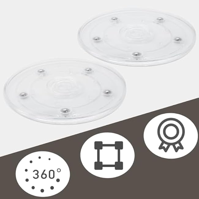 2PCS 4Inch Acrylic Lazy Susan Turntable Platter, Clear Turntable Organizer Round Rotating Plate Revolving Display Base for Spice Rack Table Cake Cookie Decorating