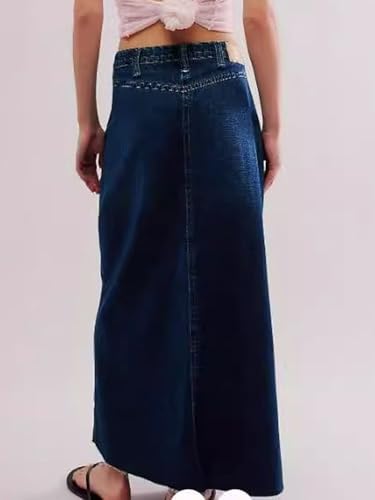 CHARTOU Women's Wrap Denim Midi Skirt A Line Long Jean Skirt Flowy Slit Mid Waist Cargo Skirts with Pockets2
