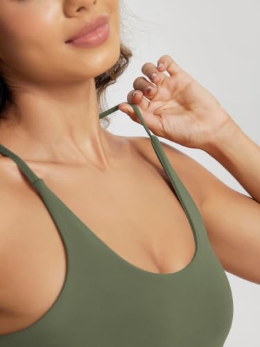 Image of ODODOS Halter Sports Bra for Women Non Padded Strappy Cropped Tops Workout Yoga Crop