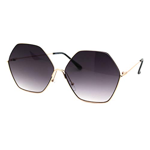 PASTL Womens Hexagon Shape Sunglasses Thin Metal Frame Oversized Fashion UV 400
