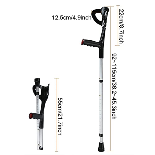 Muletas Bastón Plegable de Aluminio (2 Unidades, Puño Abierto), Antebrazo Telescópico para Adultos, Agarre Cómodo, con Empuñadura Ergonómica y Reflector (Soporta hasta 130 kg)