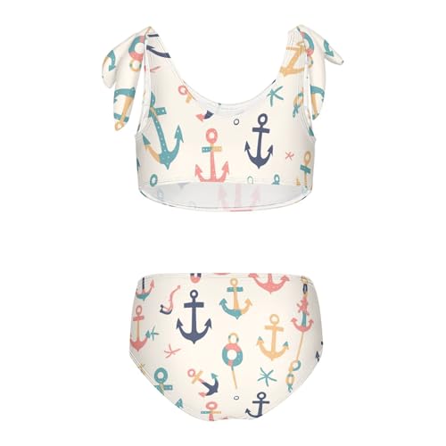KLL Ocean Simple Anchors Girls 2 Piece Bikini Sets Quick-Dry Swimsuit Swimming Suits Adjustable Shoulder Strap2