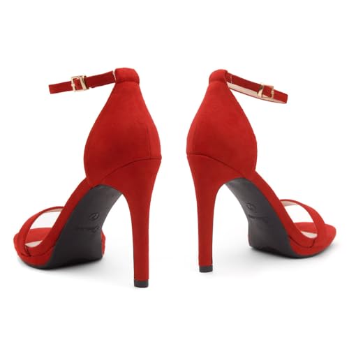 Image of Shoe Land Women's High Heels - Open Toe Stiletto Heels with Adjustable Ankle Strap | Dressy Sexy Strappy Heeled Sandals for Wedding, Prom, Party & Evening Wear