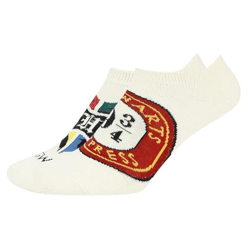 SocksXpress Harry Potter Hogwarts Crest & Hogwarts Express Lowcut Socks for Women | Made with Cotton and Spandex Lowcut Ankle socks for women (Pack of 2)- Cream