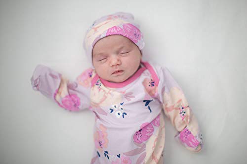 Baby Be Mine Newborn Gown and Hat Set Layette Romper Coming Home Outfit (Newborn, Anais)
