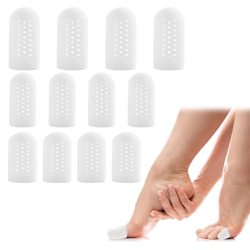 12 PCS Toe Protectors,Gel Toe Protectors,Silicone Toe Protector,Breathable Toe Caps,Toe Cover for Relieving Pain from Missing Ingrown Toenails Calluses Hammer Toes(S M L)