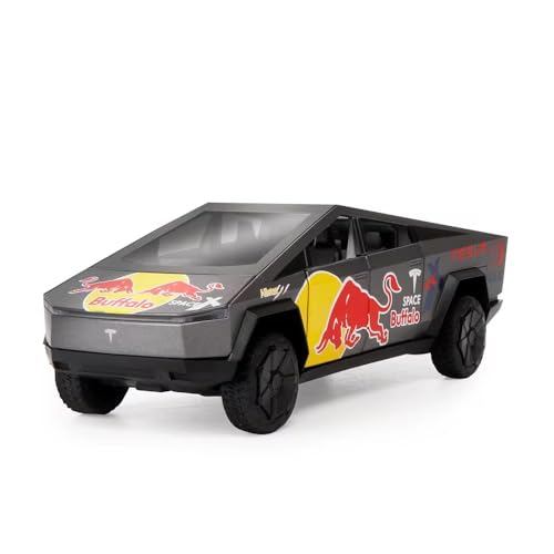 Image of 1:32 Tesla Cybertruck Red Ball Edition - Black Alloy Diecast Pullback Metal Car Toy