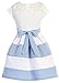 Little Girl Cap Sleeve Floral Lace Bow Stripe Color Block Flower Girl Dress USA