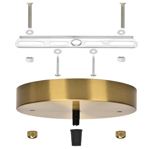 Image of Sangle Sopffy Pendant Light Canopy Kit, 4.7 Inches Ceiling Lighting Canopy Kit with All Mounting Hardware Modern Chandelier Ceiling Plate Cover for Pendant Lighting Fixtures (Brass, 4.7 inch)