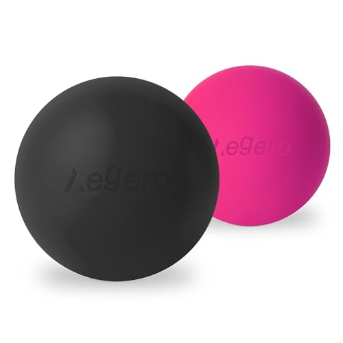 Image of Massage Lacrosse Balls for Myofascial Release, (2Pack,Black and Rose Red) | Yoga Deep Tissue Massage,Trigger Point Therapy and Foot Plantar Fasciitis,Muscle Soreness Massager Ball