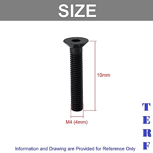 TERF® M4 X 10mm Hex Socket Countersunk Black Machine Screw M4 (4mm) X 10mm Allen Key Bolts Hexagonal Socket Countersunk Machine Screws - Image 3