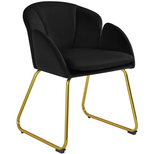 Yaheetech Esszimmerstuhl modern, Küchenstuhl in Blumenform, Sessel Polsterstuhl mit Metallbeinen Gold, für Wohnzimmer/Esszimmer Schwarz