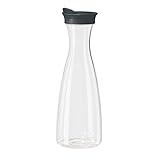 OGGI Clear Carafe w/Flip Open Lid - Ideal Juice Bottle, Clear Pitcher with Lid, Tea Pitcher, Water Carafe, 1.6 Lt(54Oz), Black