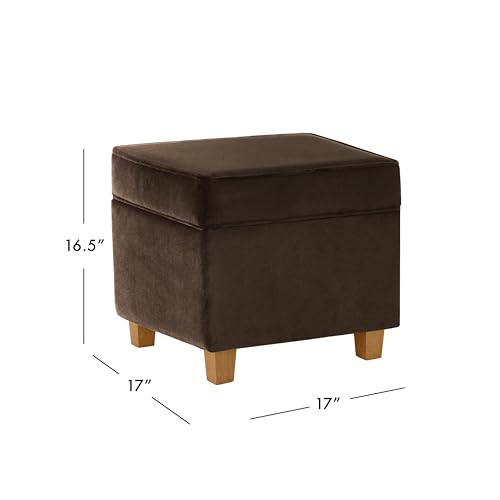 Image of HomePop 18 inch Classic Square Storage Ottoman - Chocolate Brown Velvet
