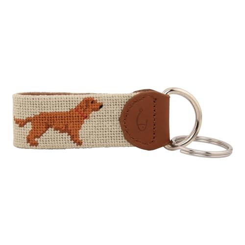 Image of Leather Hand-Stitched Needlepoint Key Fob or Key Chain