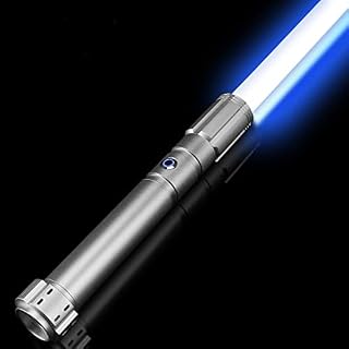 X-TREXSABER Smooth Swing Light Saber Heavy Dueling Light Sabers with 10 Sound Fonts,12 RGB Colors Light Swords for Adults Kids Birthday Gift -- Silver