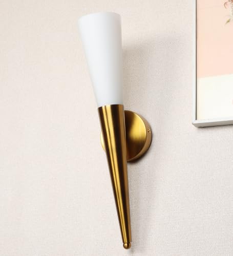 Image of ELIANTE Modern Cone Torch Decorative Gold Iron Wall Light Lamp Sconce for Living Room, Bedroom, Hallway and Foyer, Free LED Bulb Included