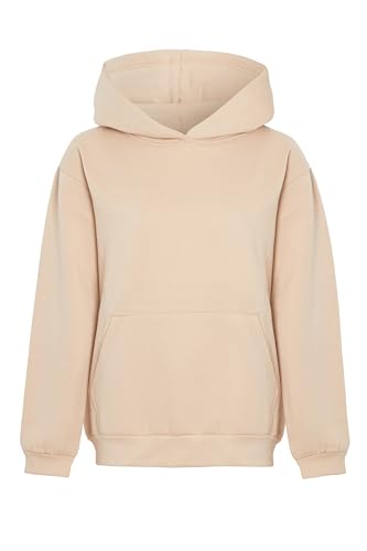 imporio 11 Women's Lightweight Pullover Hoodie Soft Stylish Without Drawstring Ladies Hoodie UK Size S-XL (UK, Alpha, XL, Regular, Regular, Sand)