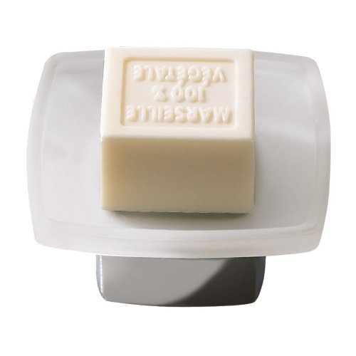 Gedy Lounge Square Frosted Glass Soap Dish with Polished Base, Chrome