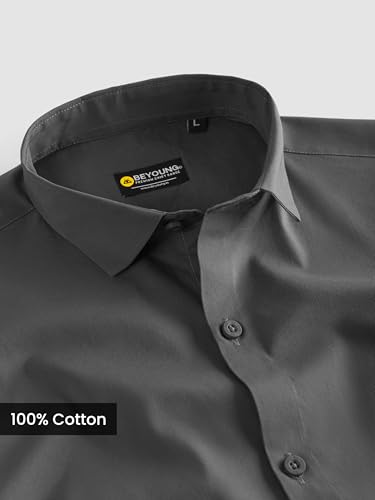 Image of Beyoung Cotton Plain Regular Fit Shirt for Men | Full Sleeve | Formal Shirt | Classic Collar Cotton