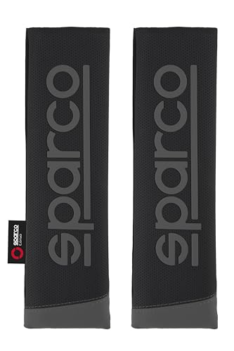 SPARCO Coussinets de Ceinture universels 2 pièces, exclusivité Amazon, PVC + Polyester, lavables et faciles à Installer, Protection de Ceinture de sécurité pour Voiture