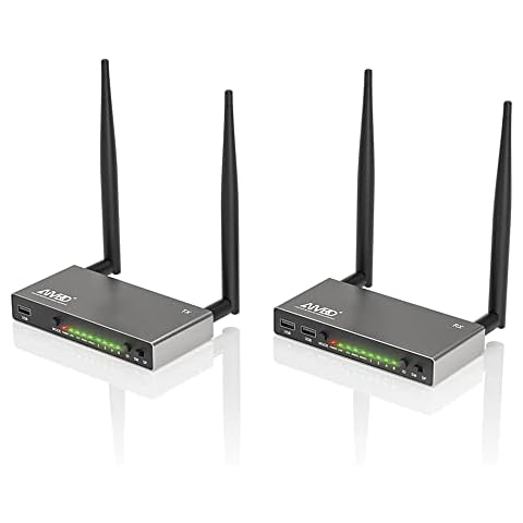 AIMIBO HDMI Wireless Transmitter & Receiver 1080P, Multiple TXs & RXs, 5.8G HDMI Extender with KVM, IR Remote, Loop-Out, 656FT, Stream Video Audio for Laptop, Fire TV Stick, Satellite to TV, Projector Cover