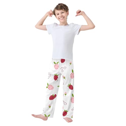 Summer Fruits Boys Pants Boys Athletic Pants Long Pant for Boywith Pockets Wide-Leg Size 6-14Y3