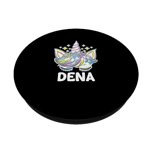 Cute Personalized Name Unicorn Crown Dena PopSockets Swappable PopGrip, Black - Image 2