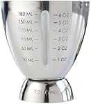 True Vista Double Jigger for Bartending, 6 Ounce Measuring Cup & 1 Ounce Cocktail Jigger Base, Stainless Steel Silver Polish Alcohol Measuring Tools & Barware Essentials, Set of 1, Silver