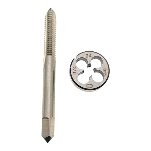 1/4-24 Tap Die Set RH Right Hand 1/4x24 Thread Tap and Die Machine, 1/4 x 24 Thread Tap Die RH 1/4-24 Die Tap Straight Flute Tap Tool