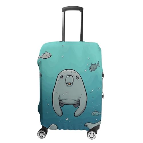 Crazy Save Manatee Printed Luggage Cover Protector, Fits 18-32 Inch Luggage