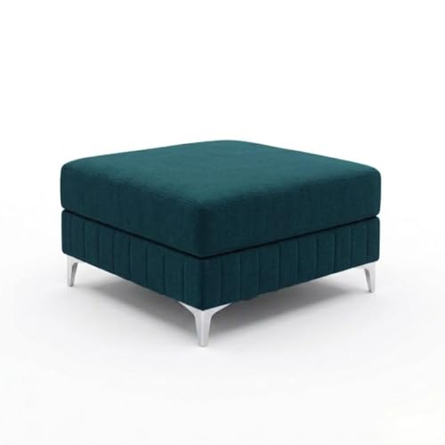 Image of Amelia Rich 5 Seater L Shape Sofa Set with Movable Ottoman | Flexible Layout | Spacious Soft Touch Seating | Modern Sofa for Living Room (Greenish Teal)