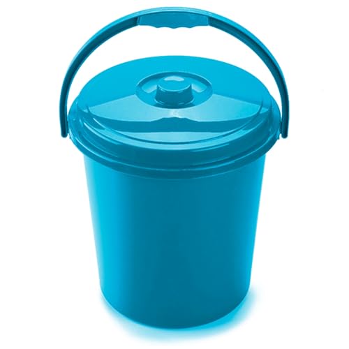 Plastic Forte Cubo Basura Eco Redondo con Tapa y Asa 15 Litro 34 x 34 x 33 cm, Disponible Rojo Azul Verde elegir color que te más gusta (Rojo 15 litro)