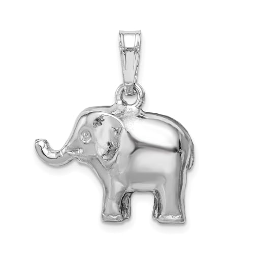 Sterling Silver Elephant Pendant Necklace with Raised Trunk Symbolizing Good Luck, Strength, and Wisdom, Polished Animal Charm for Women, Spiritual Jewelry with Cultural and Eastern Symbolism, 925 Sil