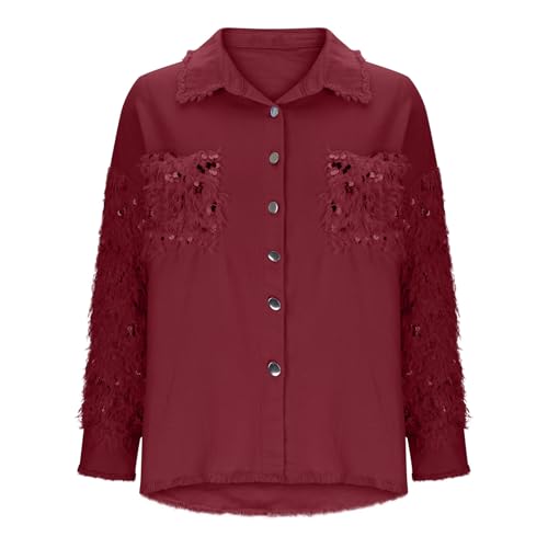 Long Sleeve for Women Winter Fall Turtle Neck Faux Denim Western Cardigan Basic Outfits Women 2025 Trendy2