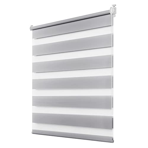 Deswell Doppelrollo Klemmfix ohne Bohren Grau B80 x H120 cm (Stoffbreite 76cm) Rollos für Fenster ohne Bohren für Fenster mit Lichtdurchlässig & Verdunkelnd/Höhe Stufenlos Verstellbar