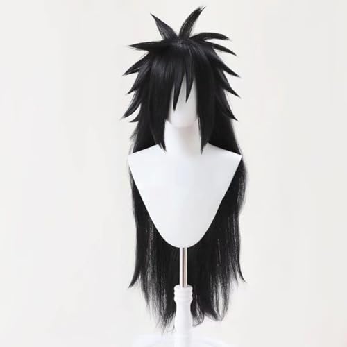 WCCNKK Parrucca Cosplay Anime Uchiha Madara, Capelli Bianco Argento E Neri, con Rete per Parrucca Gratuita, per Festa Carnevale Halloween, Regalo per Gli Appassionati di Anime, Nero