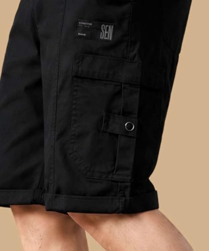 Image of Men's Cotton Twill Cargo Shorts, Regular Fit, Drawstring Waist, Mid Rise, Casual Style, 4 Pockets