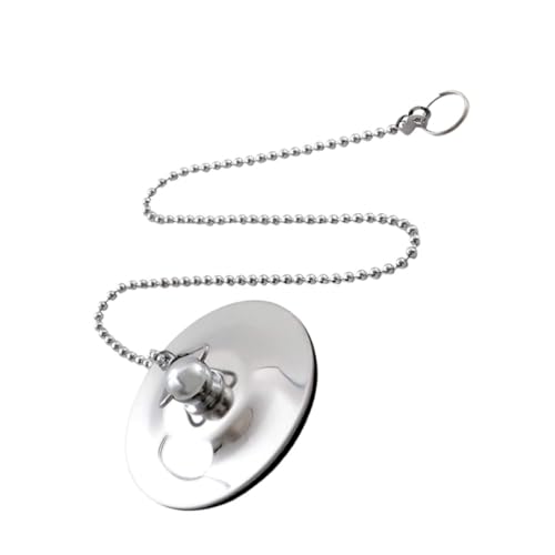 BAZEITFLOW Tapón de Drenaje para Lavabo y Bañera de Acero Inoxidable con Cadena Diseño Sellado y Práctico para Baño y Cocina Evita Fugas y Pérdida de Objetos