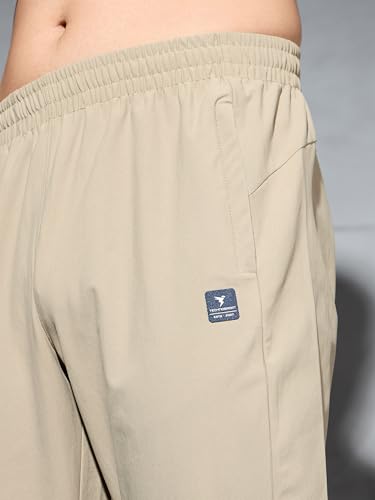 Image of TECHNOSPORT Men's Solid Trackpants DURACOOL+ Quick Dry Straight Fit Mid Rise Drawstring Polyester for Gym Training Outdoor Wear Anti Odour