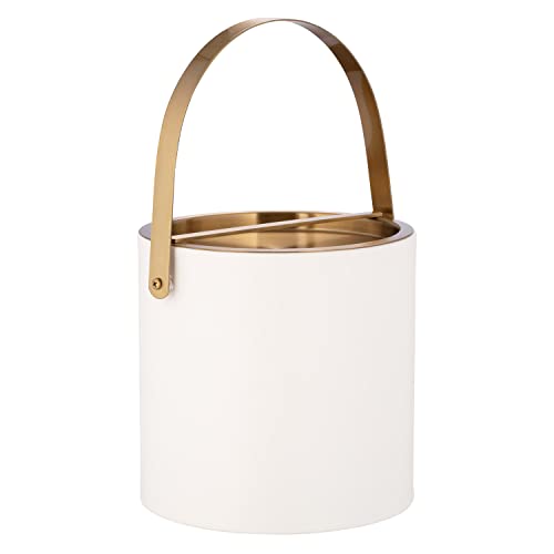 Kraftware SANTA BARBARA 3qt Ice Bucket with Brushed Gold Arch Handle & Bridge Cover: White by Kraftware - Used condition - US$17.12