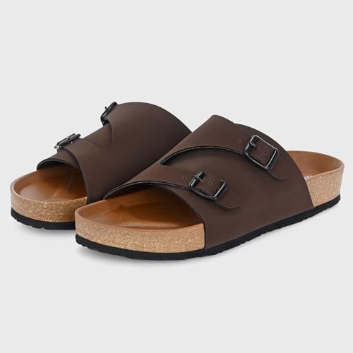 Image of Centrino Men's Berkin-Style Slip-On Sandals | Open Toe Design | Soft PU Footbed | Lightweight & Comfortable | Arch Support | On-Grip Sole | Casual Outdoor Wear (6866)