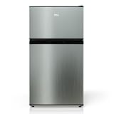 TCL 3.1 Cu Ft Compact Double Door Refrigerator in Silver, Small Mini Fridge with Freezer for Bedroom, Dorm, Office, Kitchen