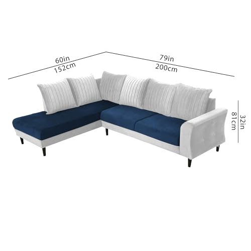 Image of Gratly LHS 4 Seater L Shape Sofa Set for Living Room (Blue Grey Colour) Premium Fabric Sofa