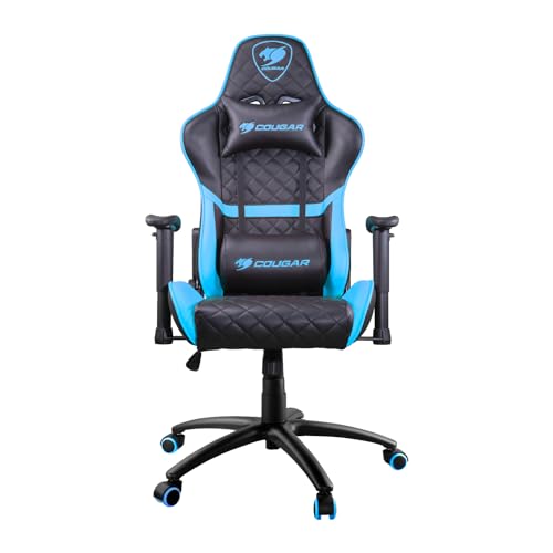COUGAR Gaming | Fauteuil Gaming | Armor One SkyBlue - Conception Ergonomique - Revêtement en Similicuir - Ajustable - Structure Aluminium - roulettes Silencieuses