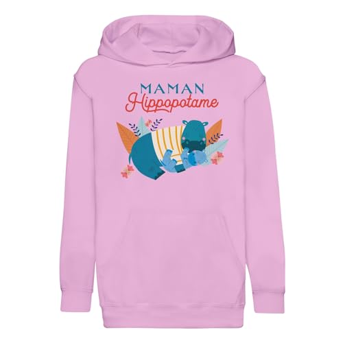 Sweat à capuche enfant maman hippopotame contre le froid, pull chaud et résistant