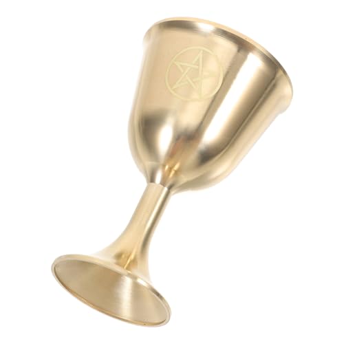 SAFIGLE Cáliz De Latón Grande Pentagrama, Copa De Bendiciones Para Rituales Paganos y Wiccanos, Vaso Metálico Para Ceremonias Espirituales y Decoración Mística De Altar
