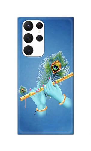 Image of PRINTFIDAA Printed Hard Back Cover Case for Samsung Galaxy S22 Ultra 5G Back Cover (Flute in Krishna Hands) -112
